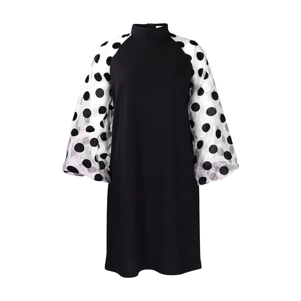 Women's Plus Size Fashion Loose Mesh Stitching Dress