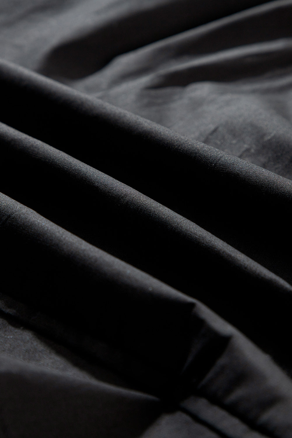 Black Solid Color Puff Sleeve Stylish Collared Shirt