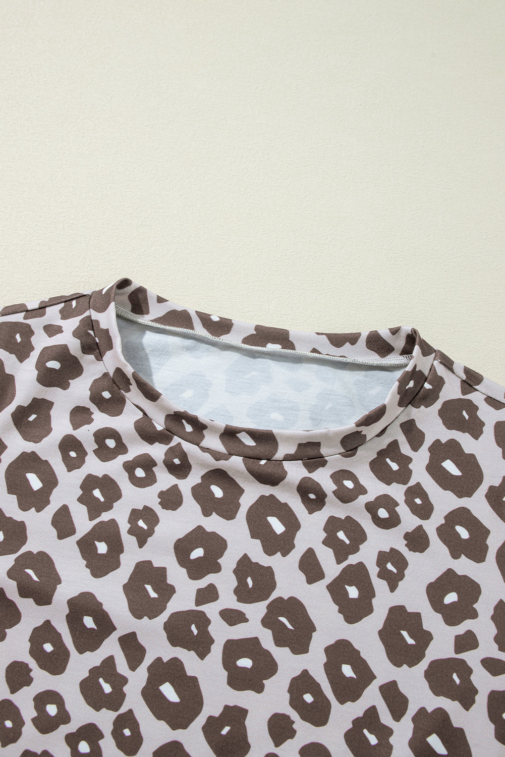 Khaki Leopard Striped Color Block Long Sleeve Top