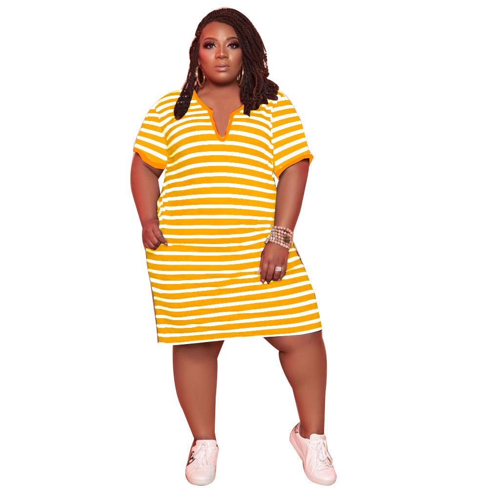 PLUS Women's Striped V-neck Dress