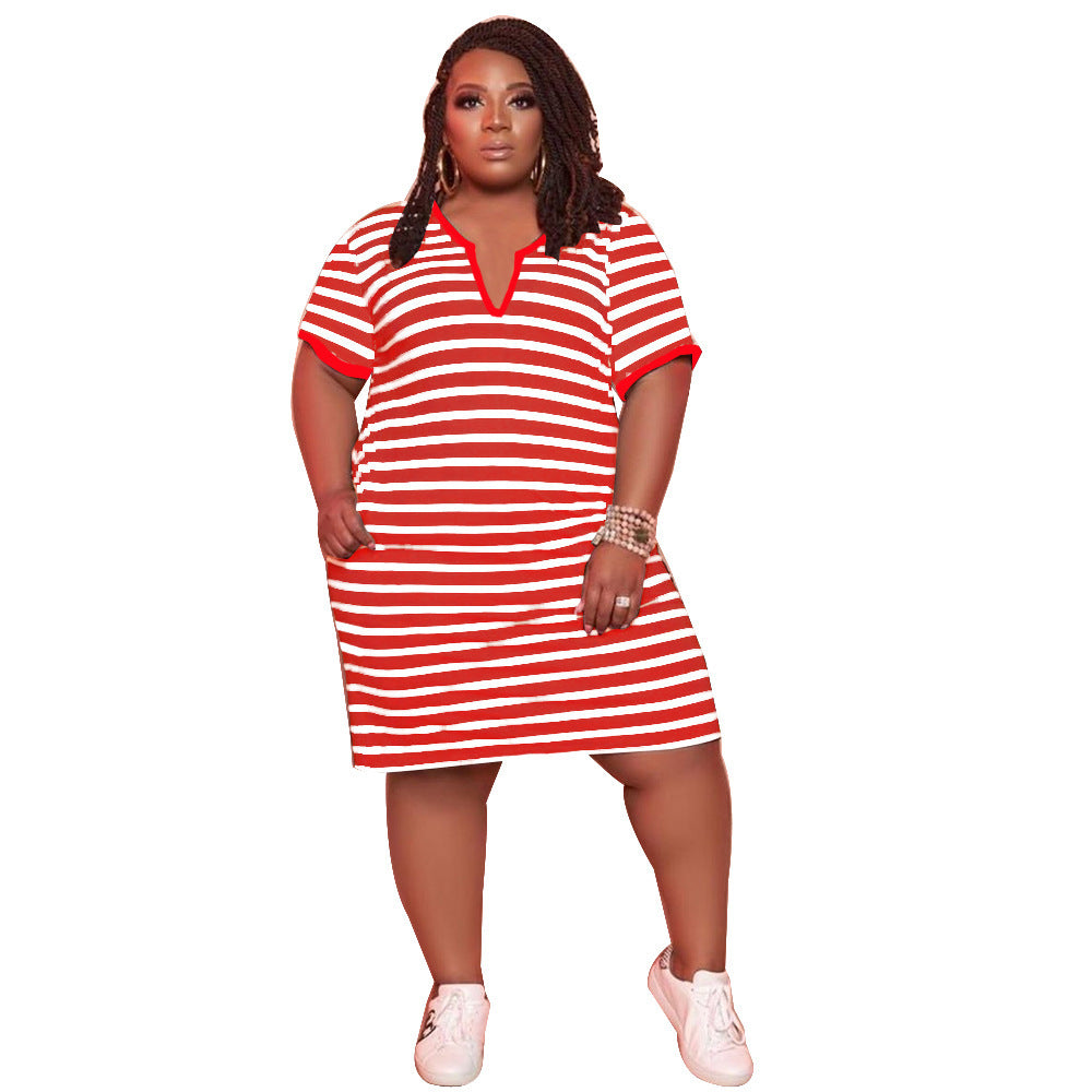 PLUS Women's Striped V-neck Dress