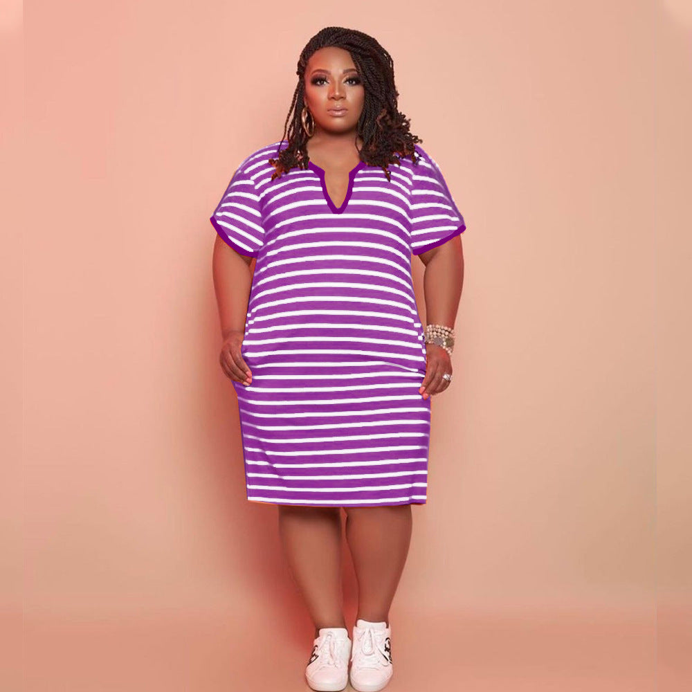 PLUS Women's Striped V-neck Dress
