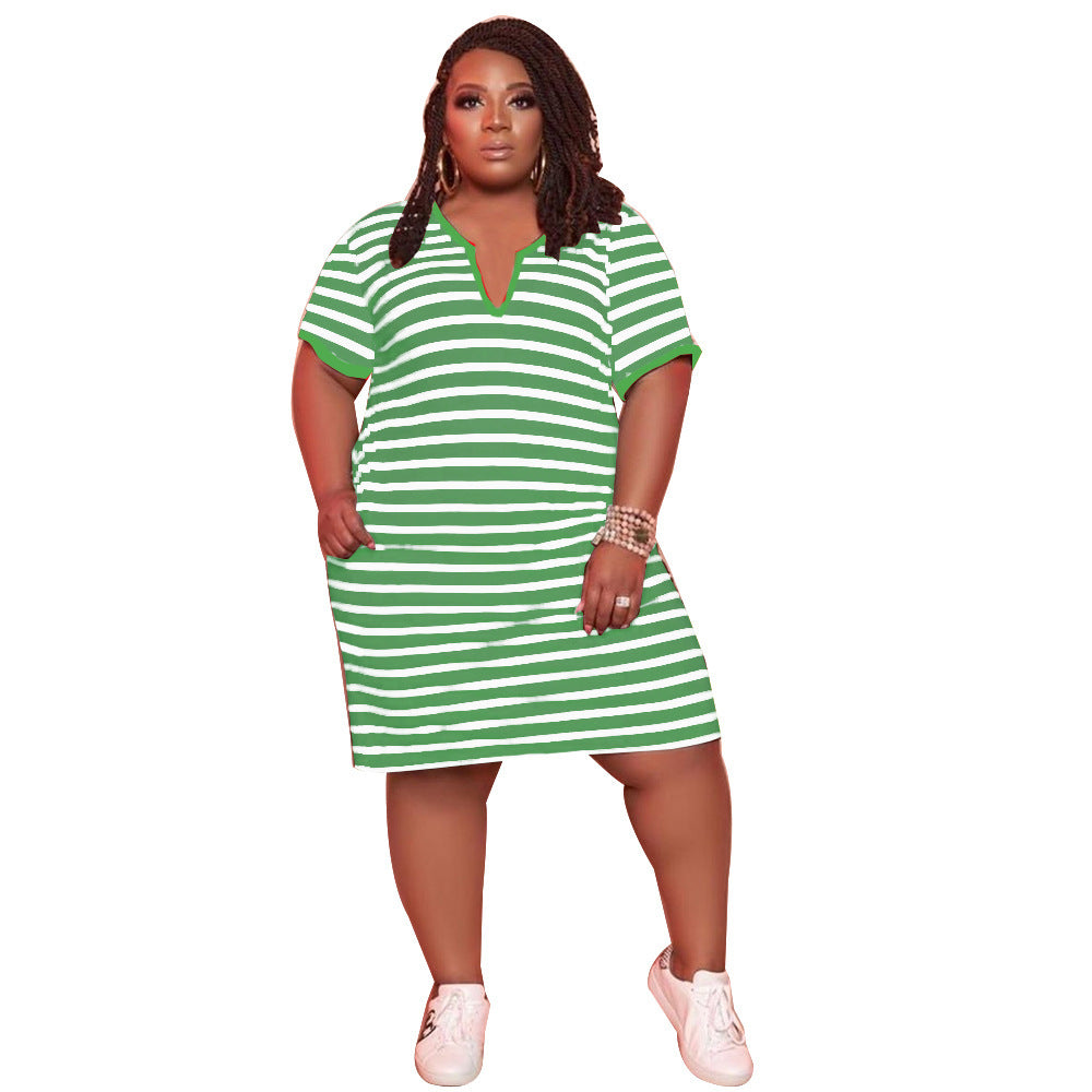 PLUS Women's Striped V-neck Dress
