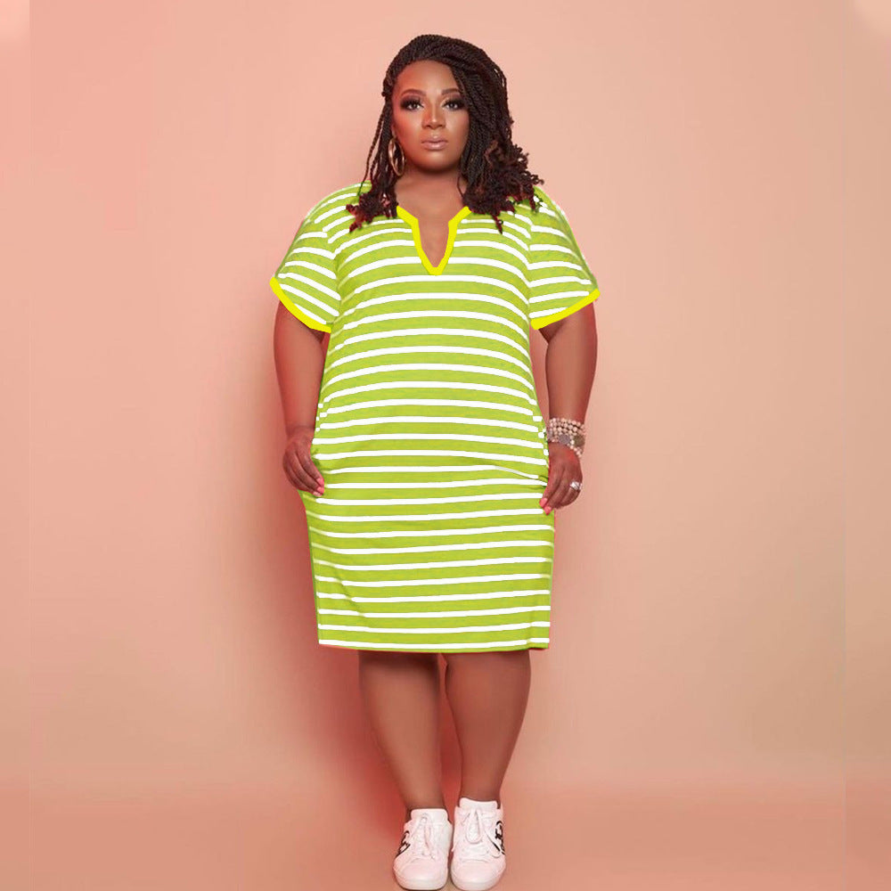 PLUS Women's Striped V-neck Dress
