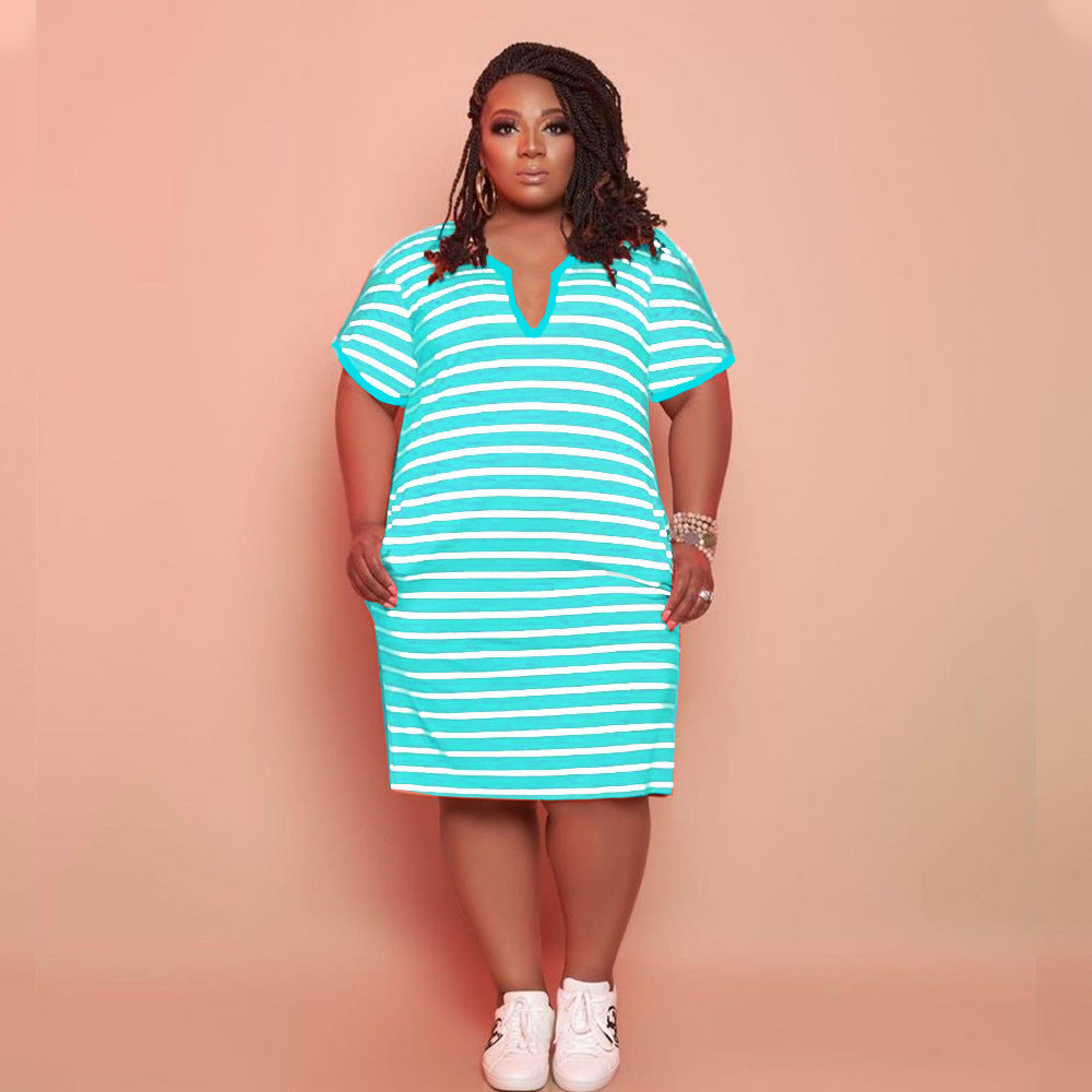 PLUS Women's Striped V-neck Dress