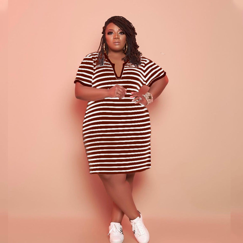 PLUS Women's Striped V-neck Dress