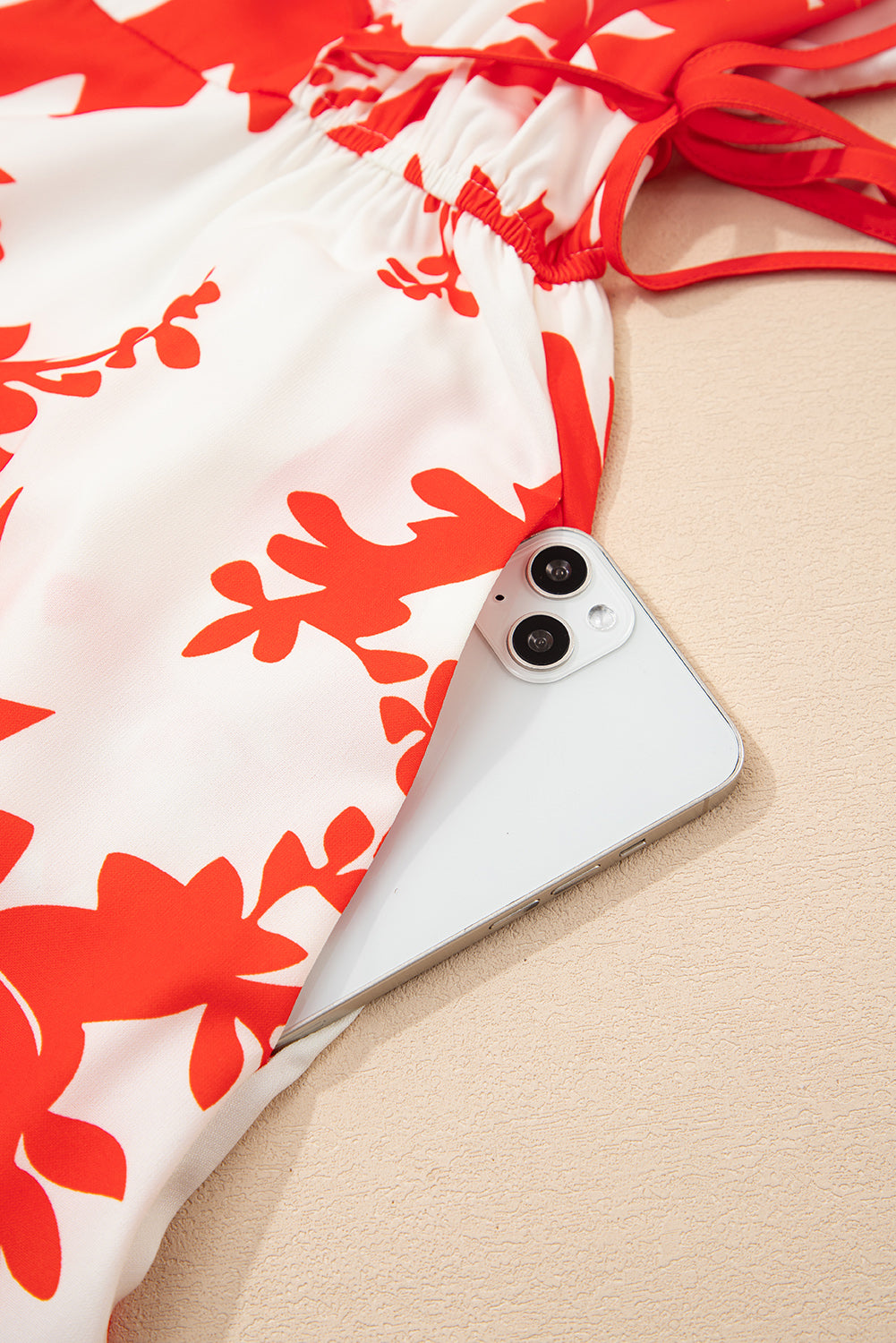 Red Floral Print Trimmed V Neck Ruffle Sleeve Maxi Dress