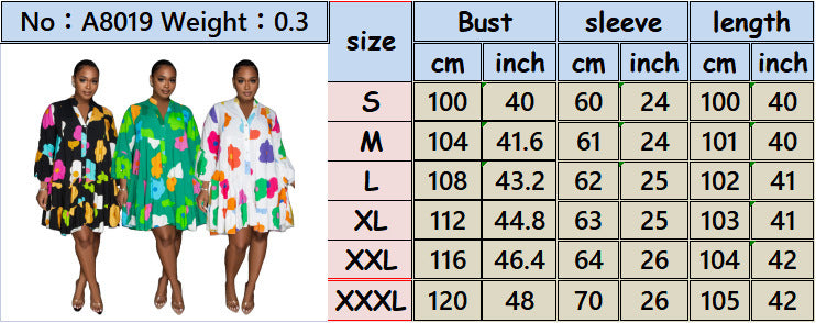 Colorful floral Painted Print V-neck Dress