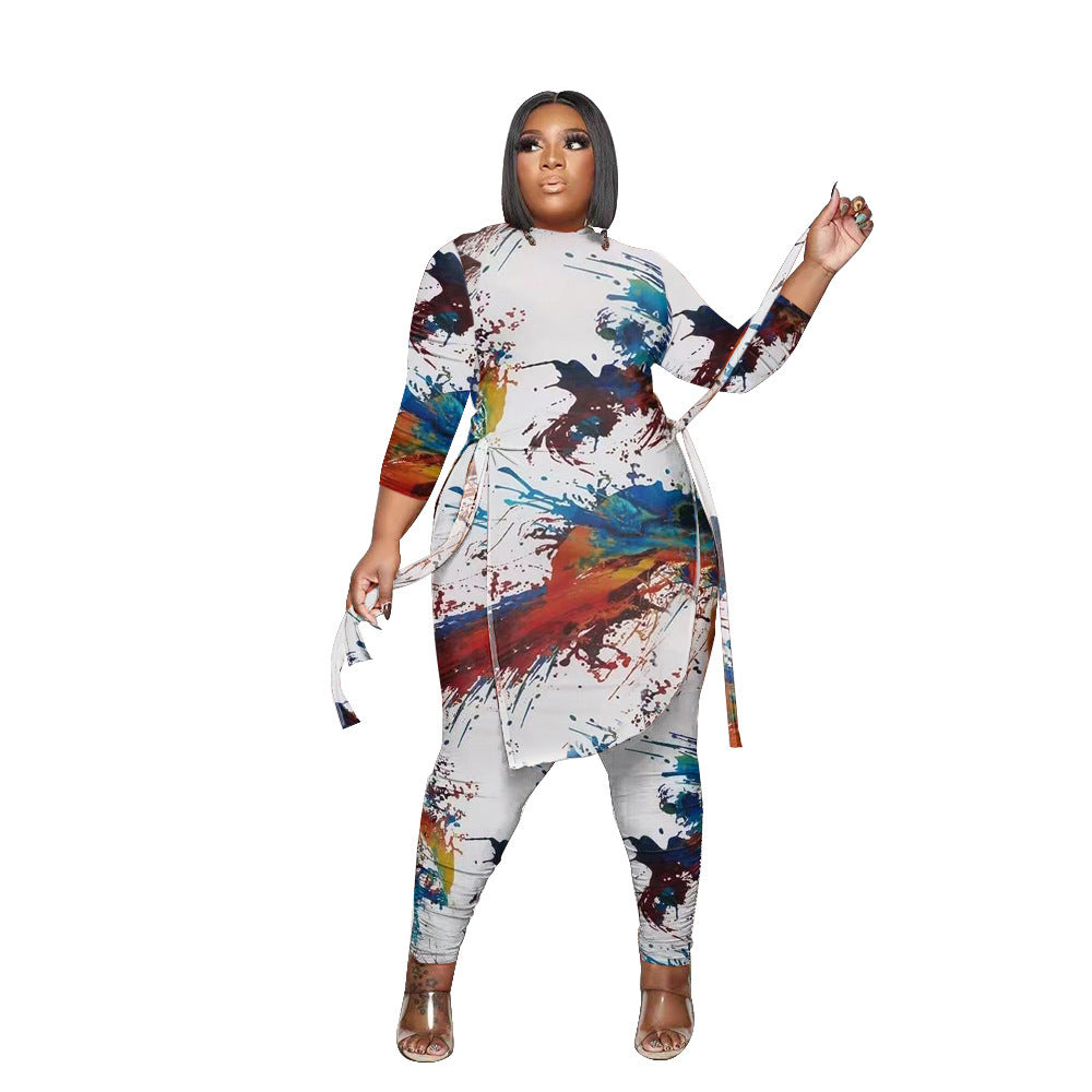 Women's Printed Brushed Two-piece Set