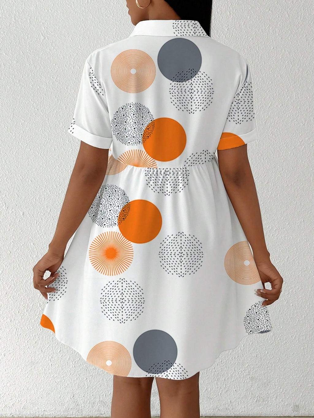Clasi Button-Front Short Sleeve All-Over Print Casual Short Dress Women Shirt