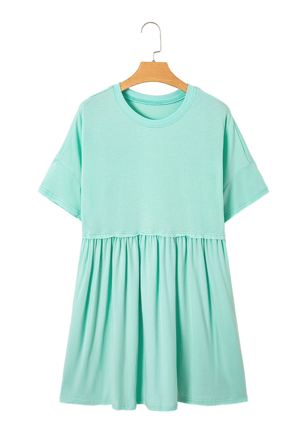 Light Pink Solid Color Pocket Raw Edge Babydoll Dress