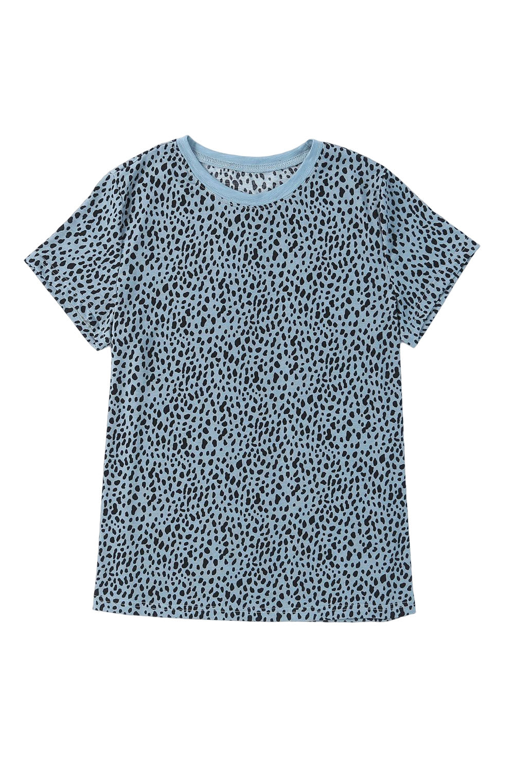 Apricot Cheetah Print Casual Crew Neck T Shirt