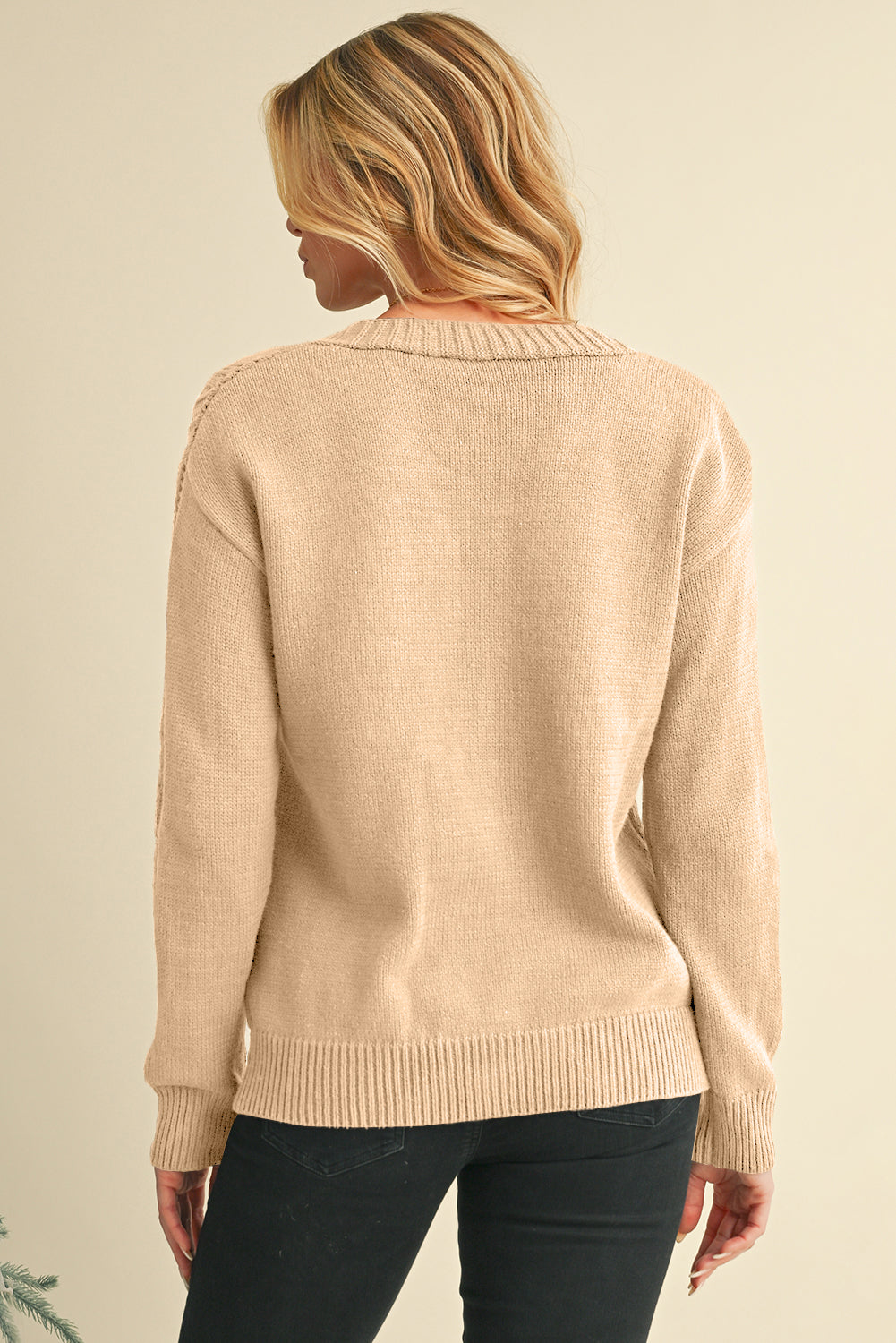 Dark Khaki Hollow Knit Drop Shoulder Cardigan