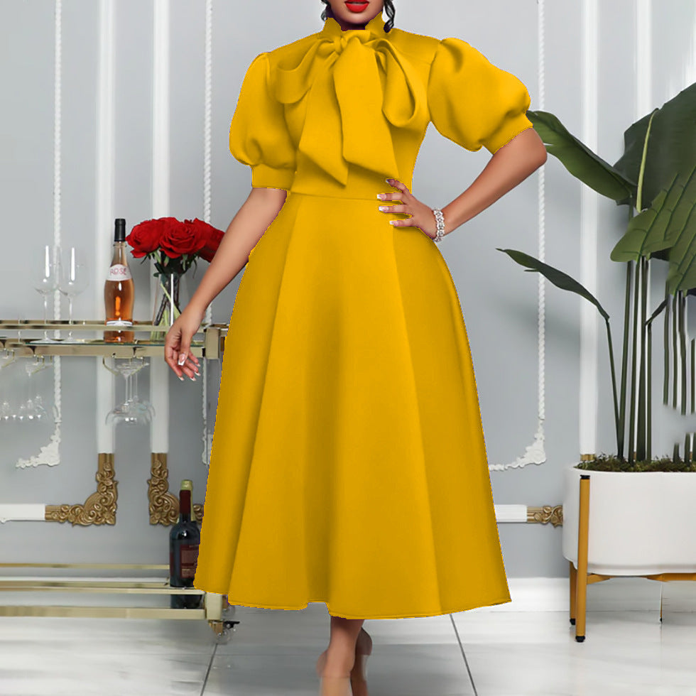 Fashion Temperament  Bow Banquet Evening Dress European And American Style Dress