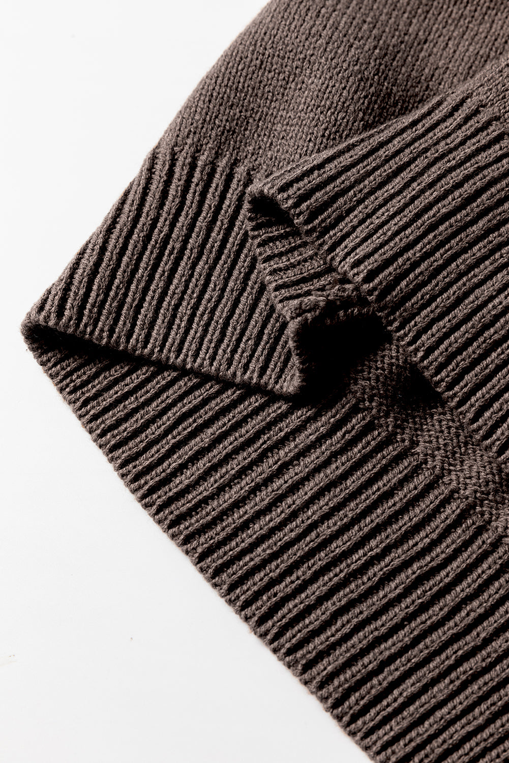 Dark Khaki Hollow Knit Drop Shoulder Cardigan