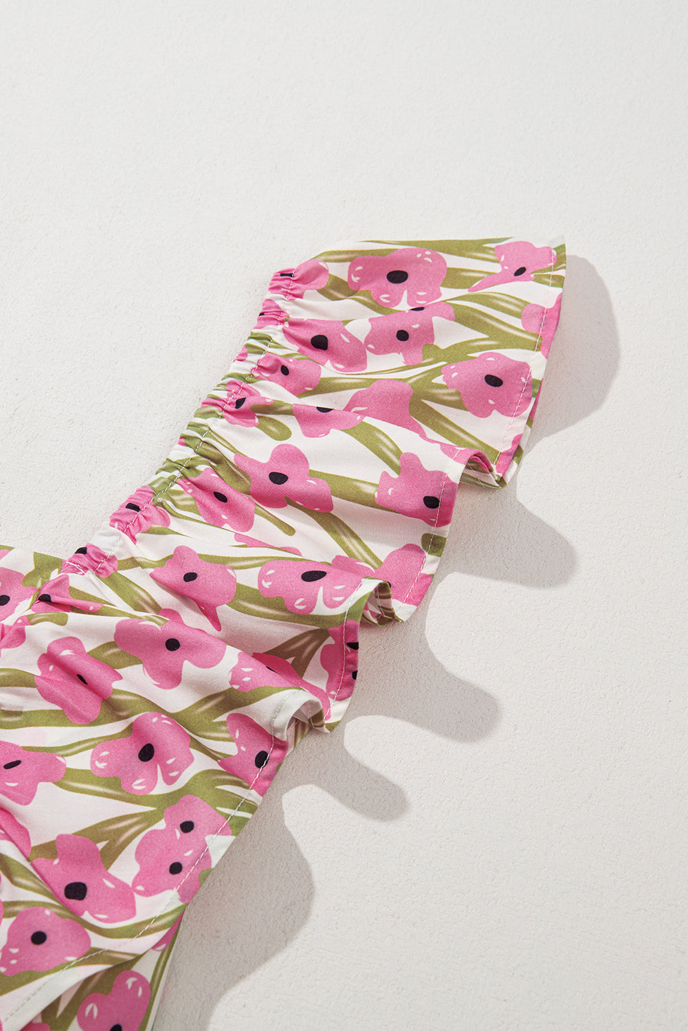 Pink Plus Size Ruffle High Waist Floral Maxi Dress