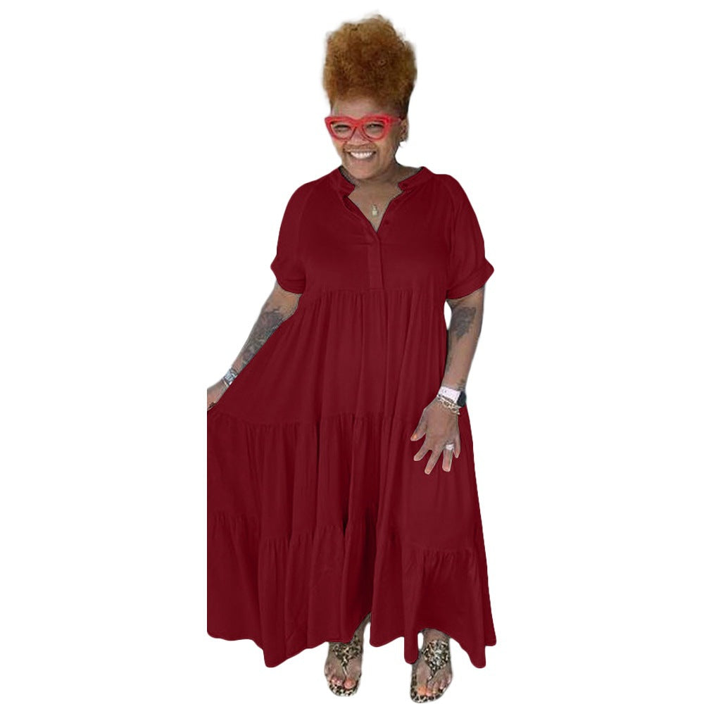 Women's Fashion Individual Casual Button Lapel Dress