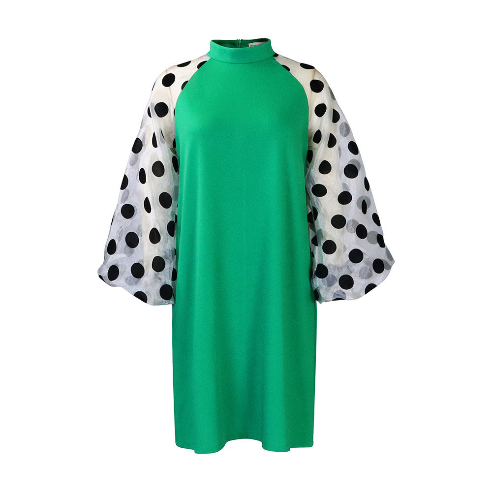 Women's Plus Size Fashion Loose Mesh Stitching Dress