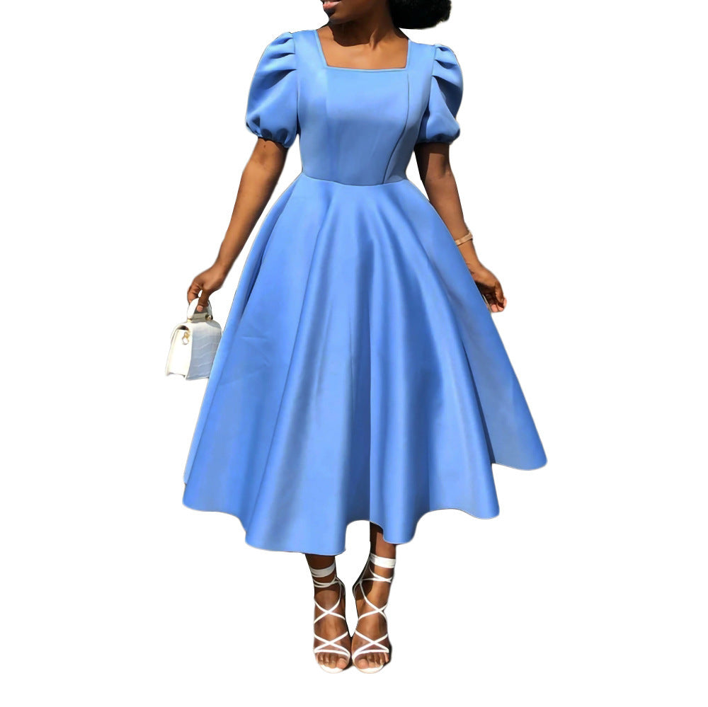 Solid Color Loose Fashion Puff Dress