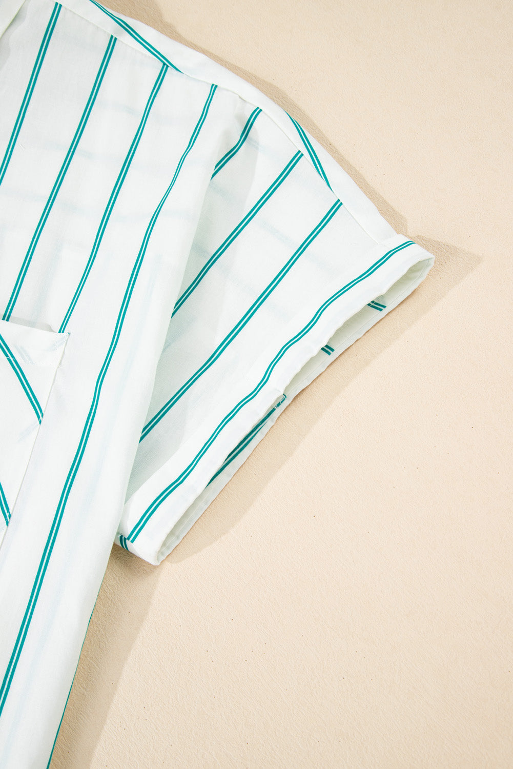 Green Stripe Plus Size Patch Pocket Shirt Mini Dress