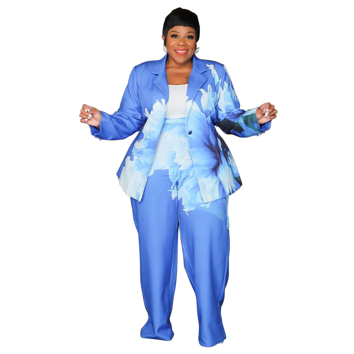 Autumn And Winter Printing Coat Suit Casual Pants