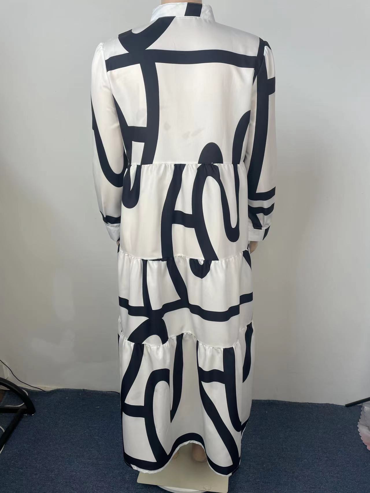 Ladies Printed Commuter Panel Shirt Plus Size Dress