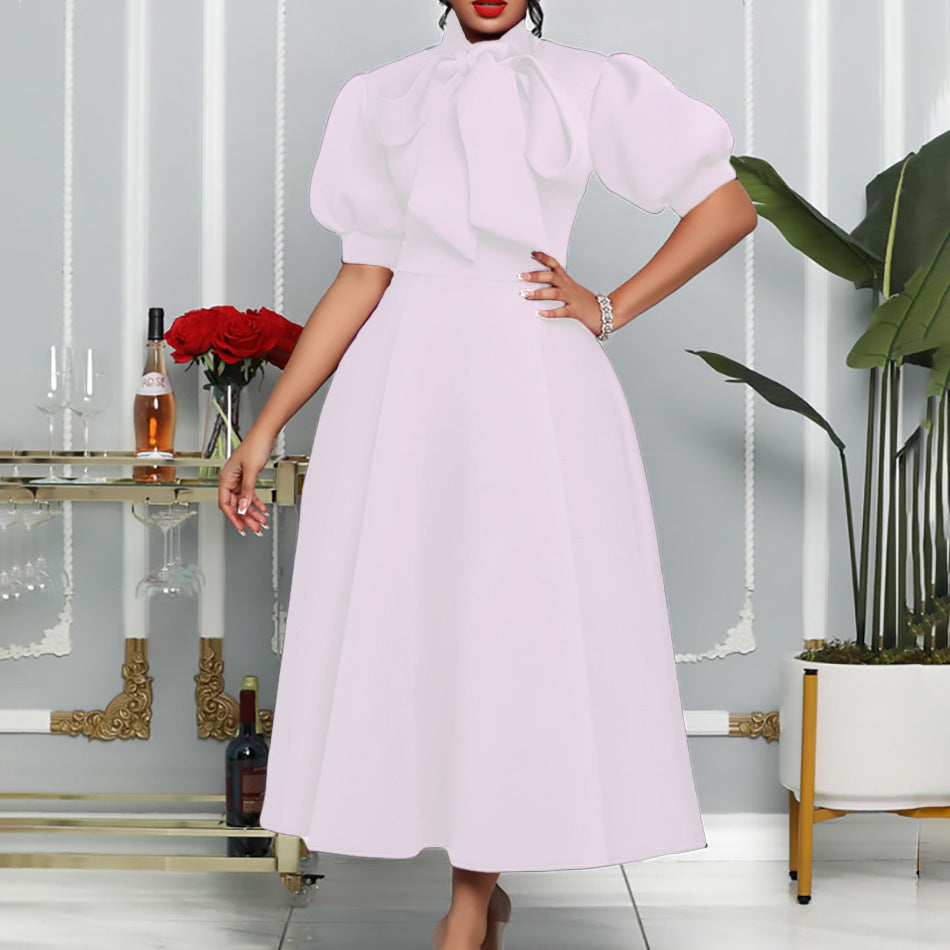 Fashion Temperament  Bow Banquet Evening Dress European And American Style Dress