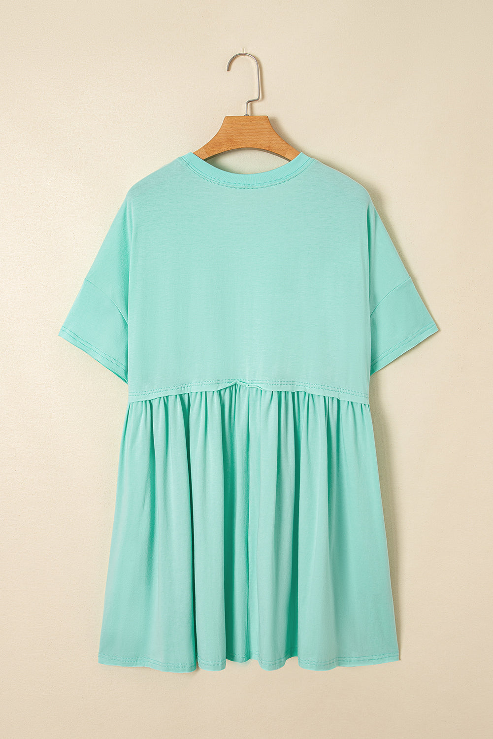 Light Pink Solid Color Pocket Raw Edge Babydoll Dress